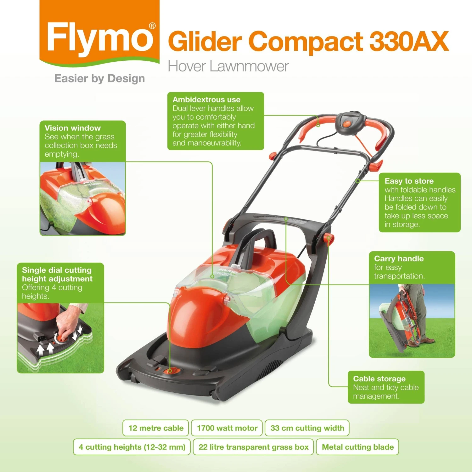 Flymo Glider Compact 330AX Lawnmower 6 Flymo Glider Compact 330AX Lawnmower - Image 4