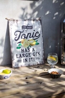 La Hacienda The Best Tonic Has A Large Gin In It! Sign Large Gin In It! Garden Sign -Garden Care Sale Store 47059 2083